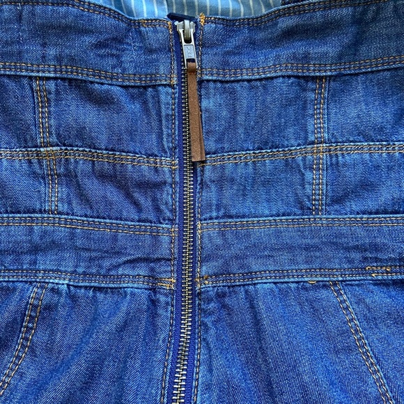 Anthro Pilcro Letterpress Wide Leg Overalls 6 Boho Hippie Belted Denim Jean - Picture 12 of 14